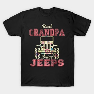 Real Grandpa Drive Jeeps Cute Flower Jeep Floral Jeeps Women/Kid Jeep Lover Jeep Girl T-Shirt